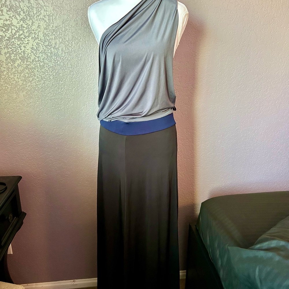 TYME Black Maxi Skirt with Navy Waistband